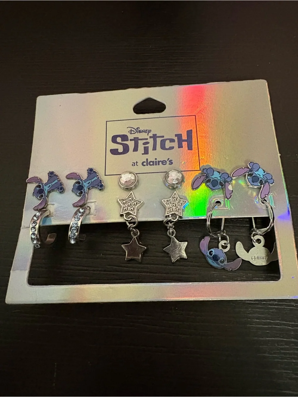 Disney Stitch at Claire’s Earring set 6 pack silver toned. New.